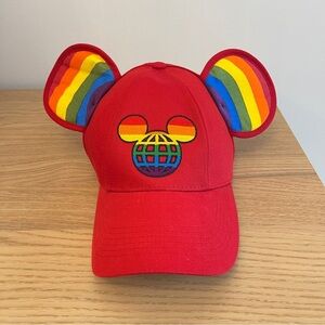 Walt Disney World Red mickey Ears Cap pride rainbow parks baseball hat adult